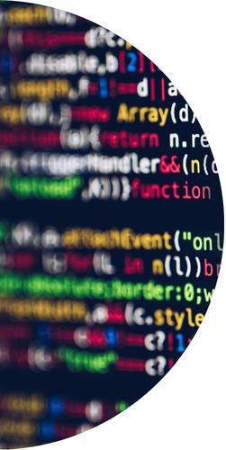 Colorful code on a dark background